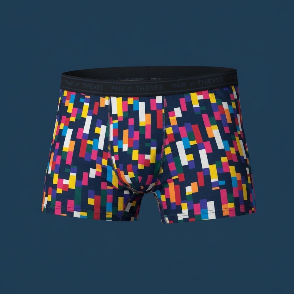 Pair of‎ Thieves Mens Boxer Briefs Multicolored Pixel Elastic Waistband XXXL